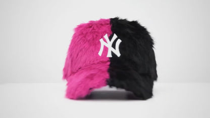 PINK & BLACK 2 TONE - (NY) FAUX FUR CAP - ONE SIZE (Copy)