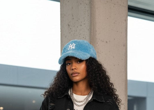 BABY BLUE - (NY) FAUX FUR CAP - ONE SIZE